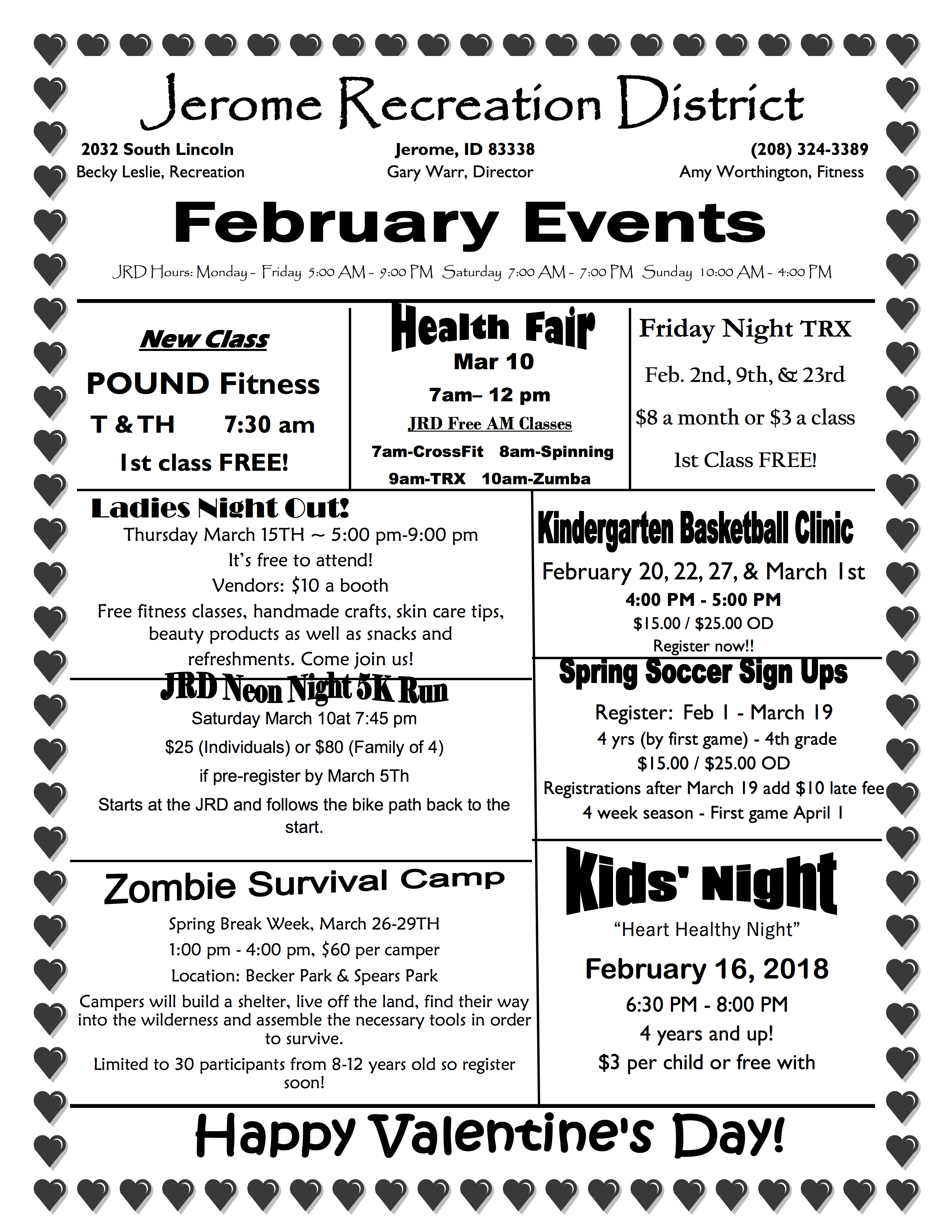 February Events Jerome Recreation District